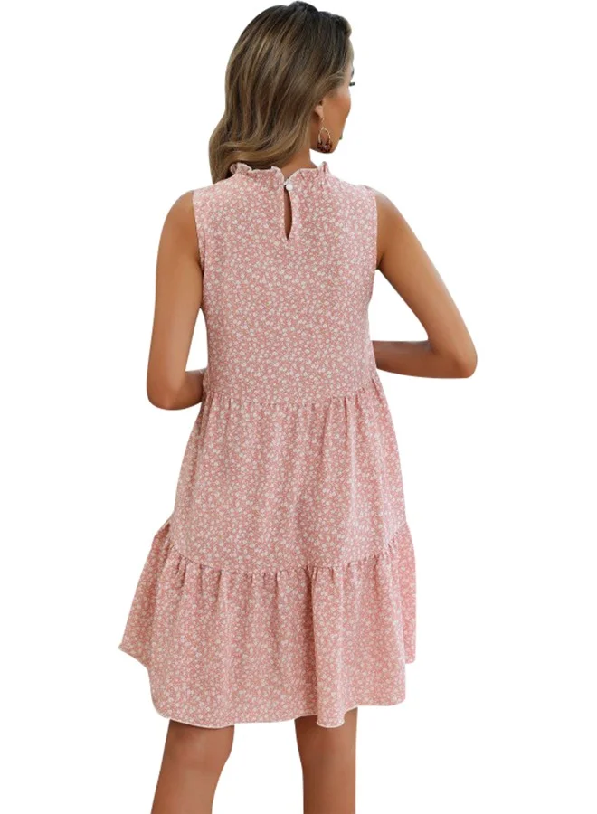 يونيكي فستان قصير بكشكشة وزهور