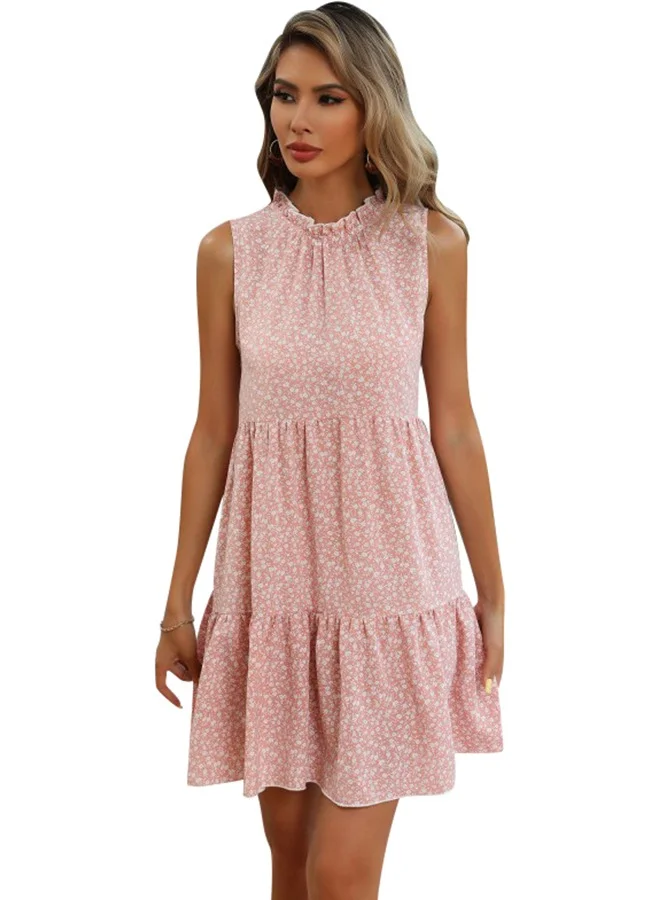 يونيكي فستان قصير بكشكشة وزهور