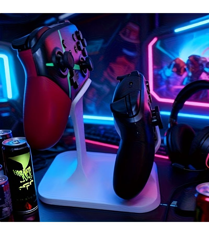 حامل تخزين عالمي مزدوج الطبقات باللون الأبيض اللؤلؤي لوحدات التحكم لوحدات PS5 وPS4 وSwitch Pro وXbox Elite وXbox 360 - Image 1