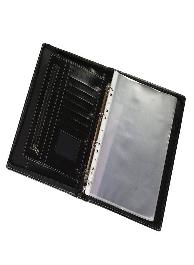 تريو مجلد TRIO التنفيذي - منظم من الجلد الصناعي الفاخر (أسود، جيوب قابلة لإعادة التعبئة - 20) - Image 2