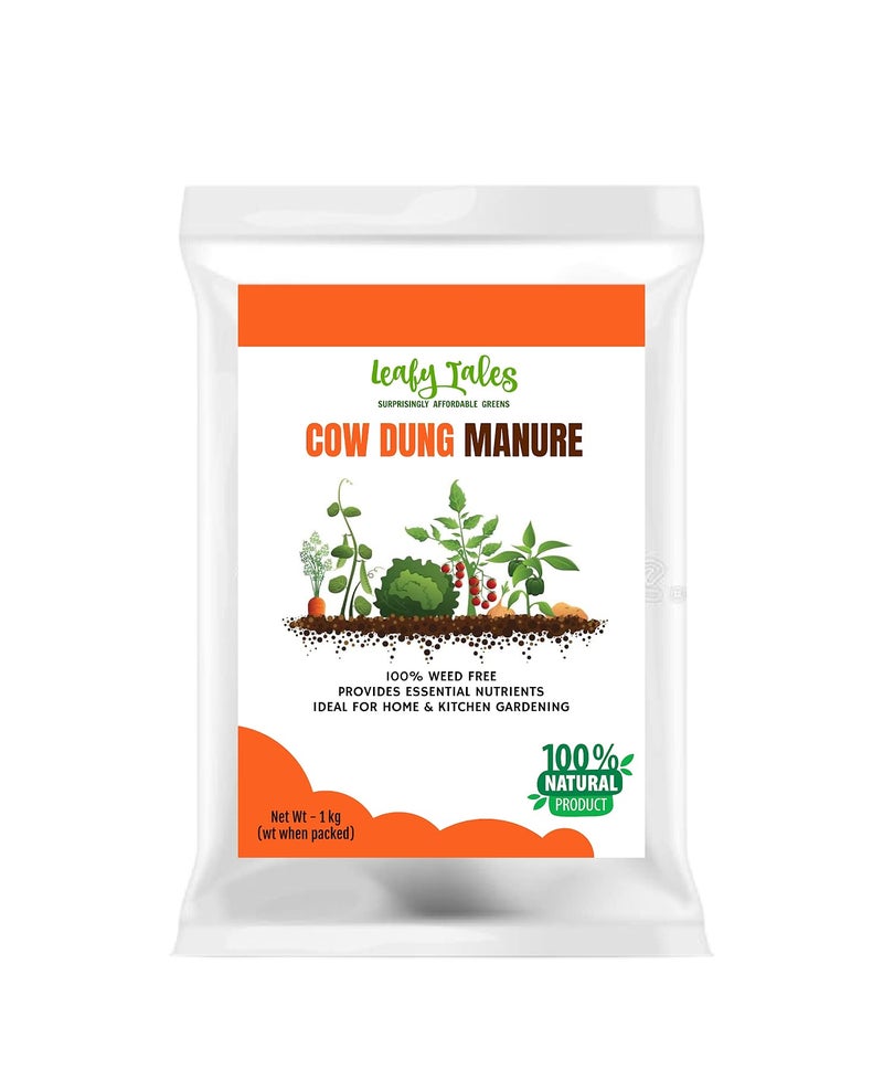 Leafy Tales Organic Cow Dung Manure for Plants 1kg - Fully Decomposed & Odorless Gobar ki Khad for Home Garden | Nutrient-Rich Organic Fertilizer & Soil Enricher for Flowers & Vegetables - Image 2