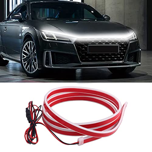 TEKSHINNY Hood Light Strip, 71 Inches Flexible Exterior LED Strip Lights Waterproof Daytime Running Light for Cars, Trucks (White) - Image 1