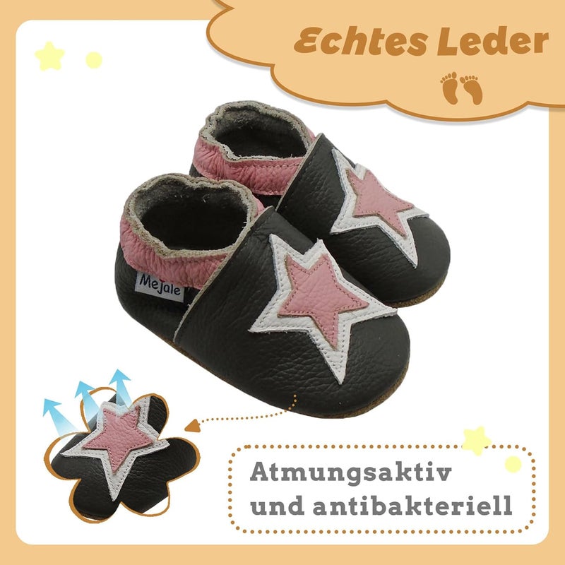 Mejale Baby Shoes Soft Sole Leather Crawling Moccasins Cartoon Star Infant Toddler First Walker Slippers - Image 2