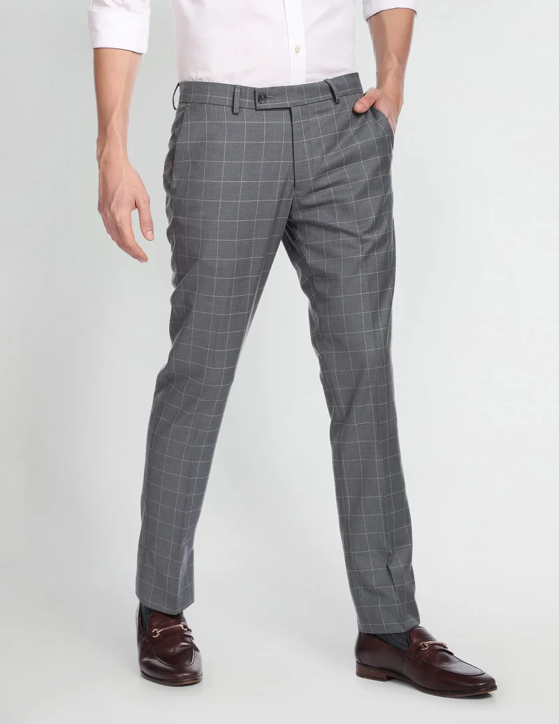 Windowpane Check Smart Flex Formal Trousers