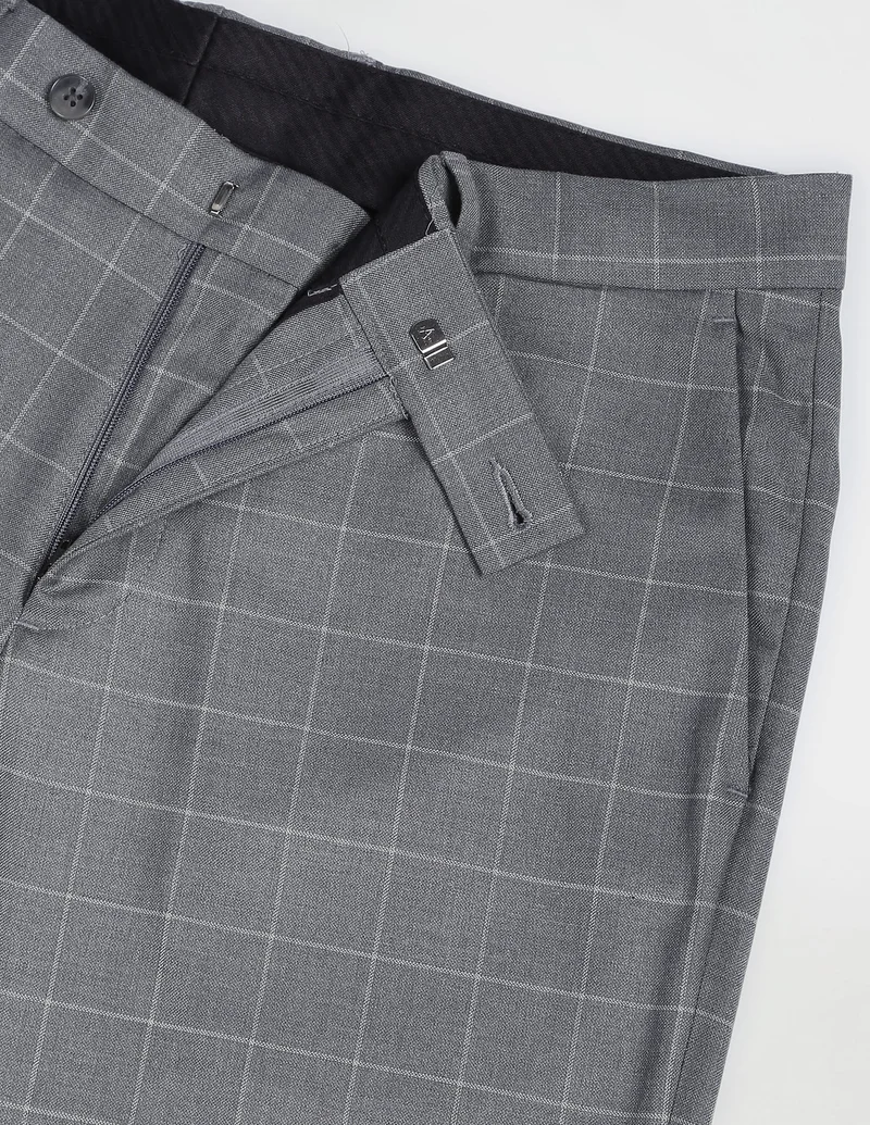 Arrow Light Grey Windowpane Check Smart Flex Formal Trousers for Men | Best Price UAE