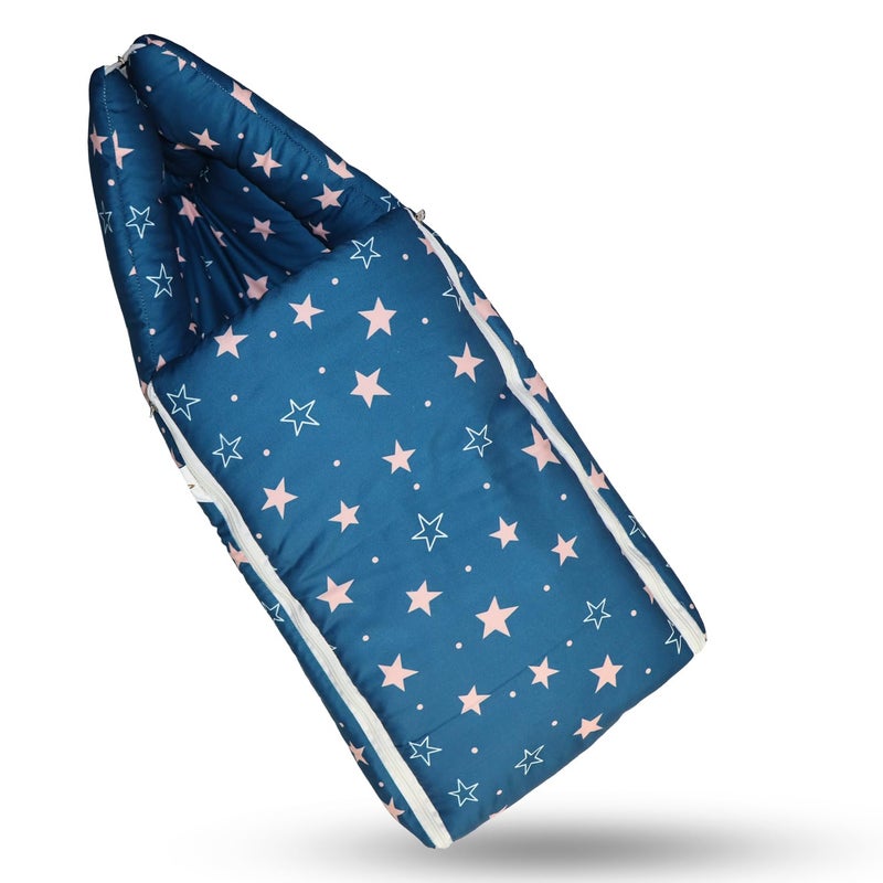 Adhigams New Born Star Night Stylish Rayon Sleeping Bag/Carry Nest/Portable Bassinet | Baby Sleeping Bag for New Born Baby Boy and Girl (Pack of 1) (0 to 6 Months) (Blue) - Image 1