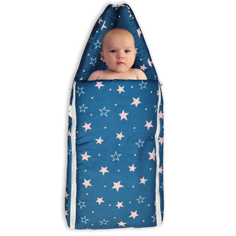 Adhigams New Born Star Night Stylish Rayon Sleeping Bag/Carry Nest/Portable Bassinet | Baby Sleeping Bag for New Born Baby Boy and Girl (Pack of 1) (0 to 6 Months) (Blue) - Image 4