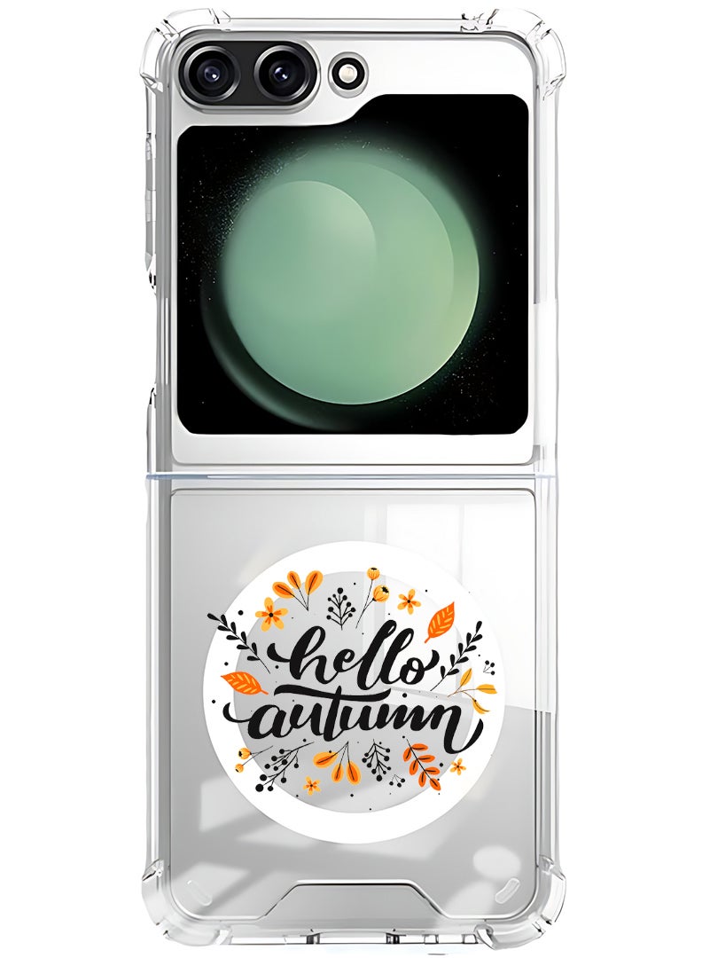 Theodor Magnetic Case for Samsung Galaxy Z Flip 5 Compatible with MagSafe Wireless Charging, Shockproof Phone Bumper Cover Hello Autumn - Image 1