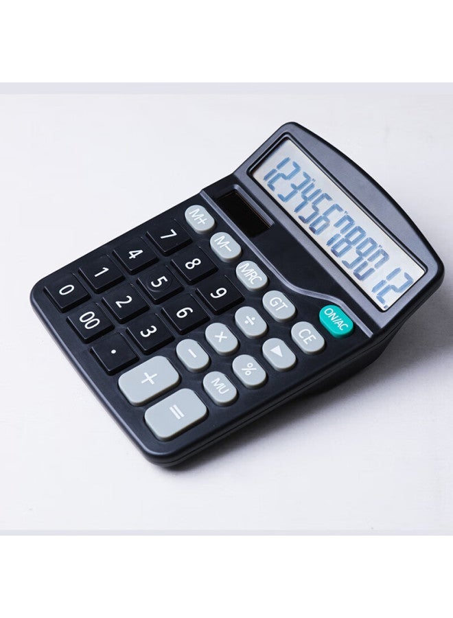 Simaa Stationery 837 Dual Power Calculator, Solar-powered Desktop Calculator With 12-digit Large Screen, Office Supplies, Single Pack 7089, Black - Image 3