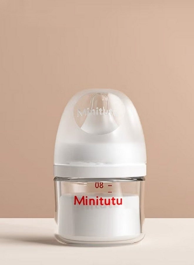 Minitutu Wide-Caliber Glass Baby Bottle With Breast-Like Nipples for Newborns, 80ML, 0M+ - Image 1