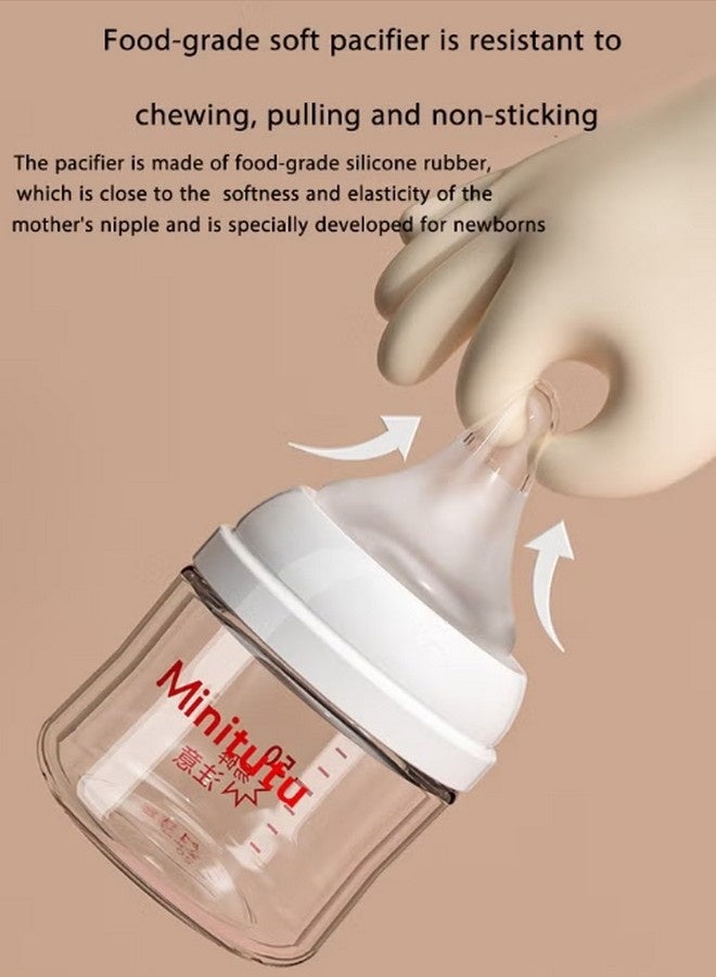 Minitutu Wide-Caliber Glass Baby Bottle With Breast-Like Nipples for Newborns, 80ML, 0M+ - Image 4