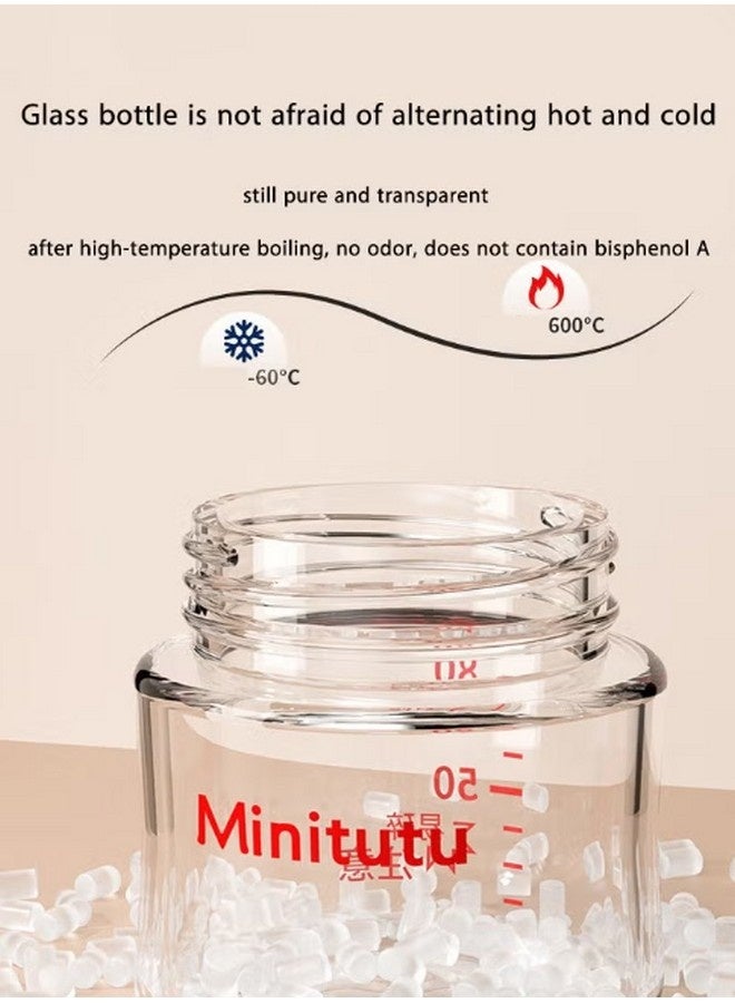 Minitutu Wide-Caliber Glass Baby Bottle With Breast-Like Nipples for Newborns, 80ML, 0M+ - Image 5