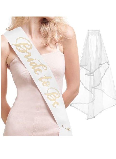 Bachelorette Party Sash + Veil - Bride To Be | Bachelorette Party Decorations Kit - Sash For Bride | Bridal Shower Gift Supplies