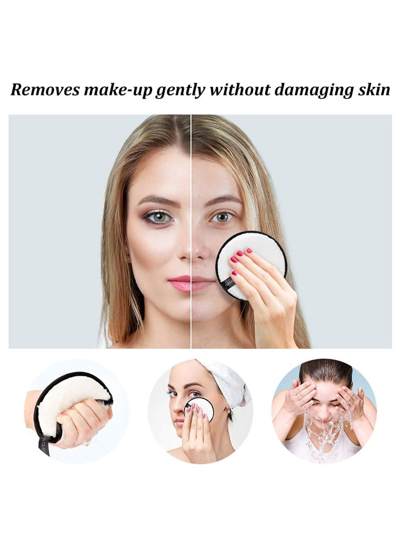 KASTWAVE 7 PCS Makeup Remover Pads, Make Up Remover Cloth, Reusable Make Up Pads with Spa Headbands, Double Sided Face Pads Washable Facial Towel Microfibre Cotton Face Eyes Cleansing Cloths for All Skin Type - Image 4