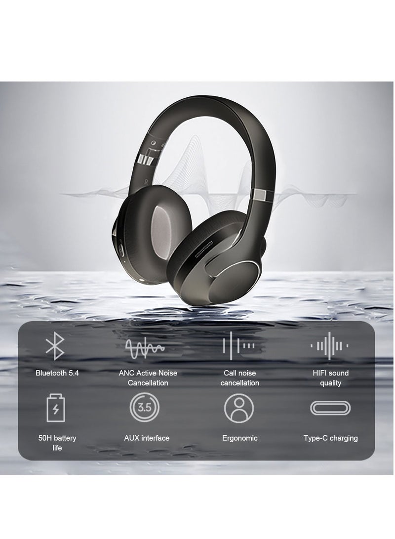 FlashHawk ANC Wireless Over-Ear Headphones with Bluetooth 5.4 and 50 Hours of Battery Life Black - Image 4