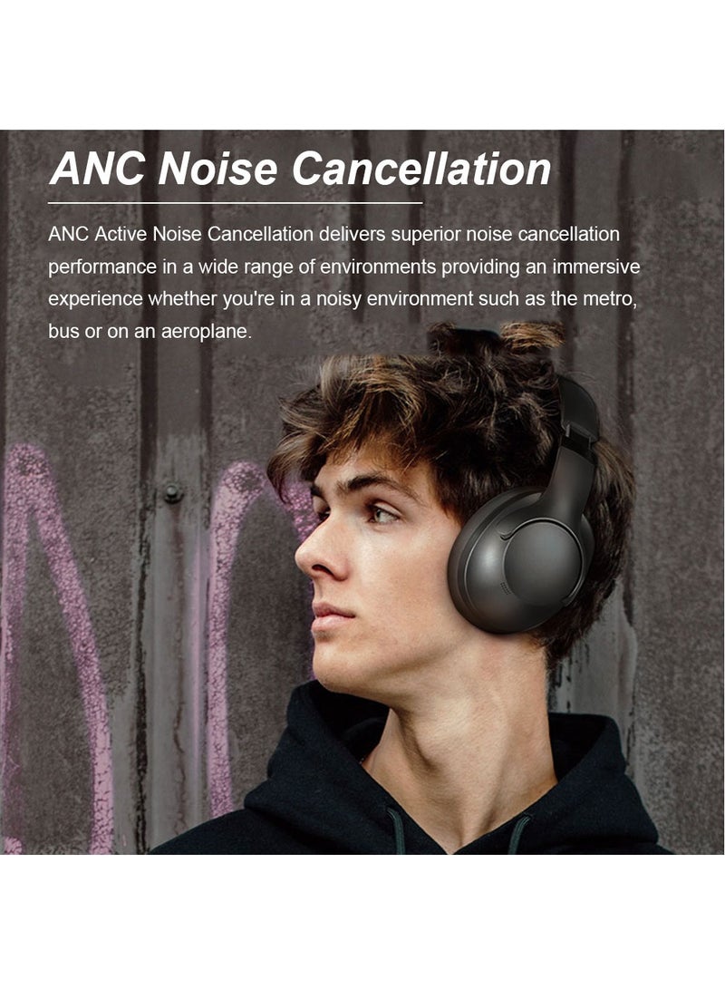 FlashHawk ANC Wireless Over-Ear Headphones with Bluetooth 5.4 and 50 Hours of Battery Life Black - Image 2