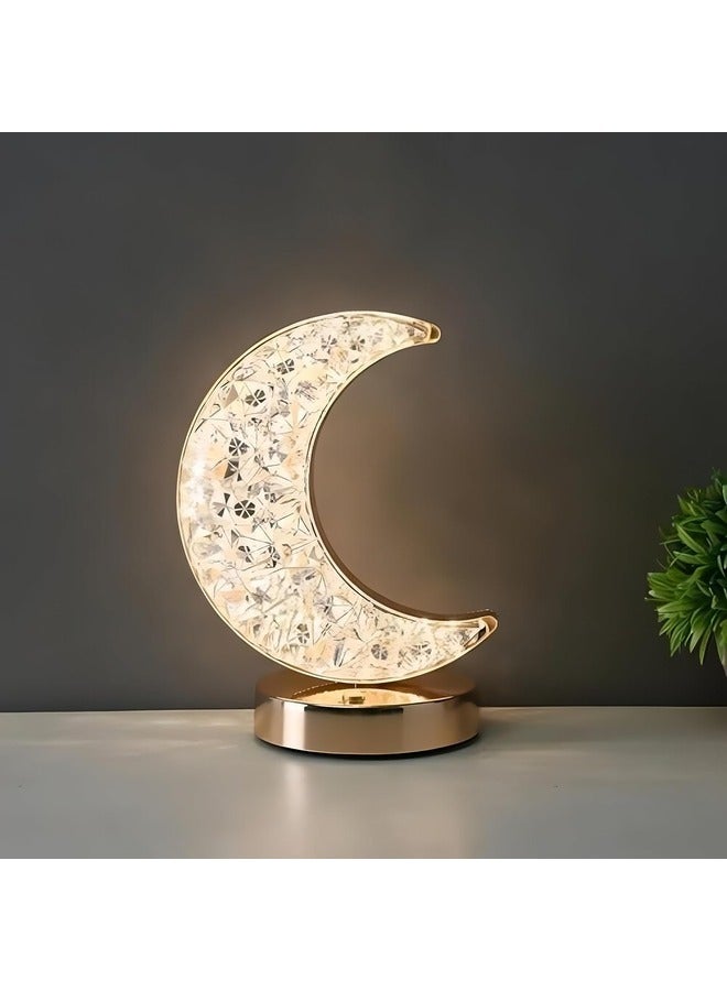 ELTRAZONE Moon LED Table Lamp – Creative Crystal Night Light with Dimming, USB Charging, and 3 Color Options - Image 1