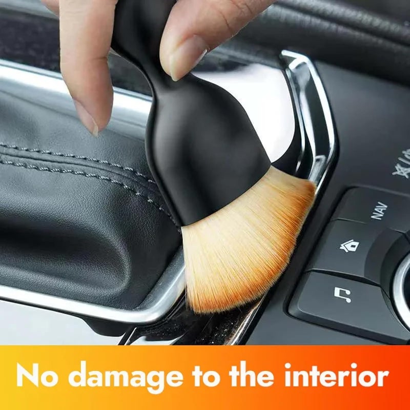 Hulami Car Interior Detailing Brush - Soft Hair Cleaning Brushes, Curved Dirt Dust Collectors, Removal Tool for Dashboard Air Conditioner Vents Leather Computer, Scratch Free (2 PACK) - Image 5