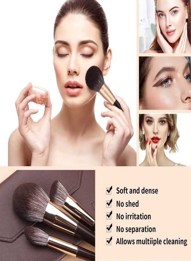 MSQ Make Up Brushes 10Pcs Makeup Brush Set Foundation Brush Blending Brush (Brown) - Image 4