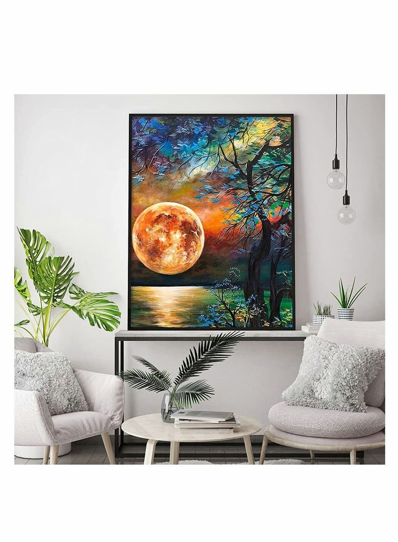 Excefore مجموعة الرسم بالألماس 5D للقيام بنفسك، 12X16" للكبار والأطفال لوحة شجرة القمر بالألماس الكريستالي - Image 2