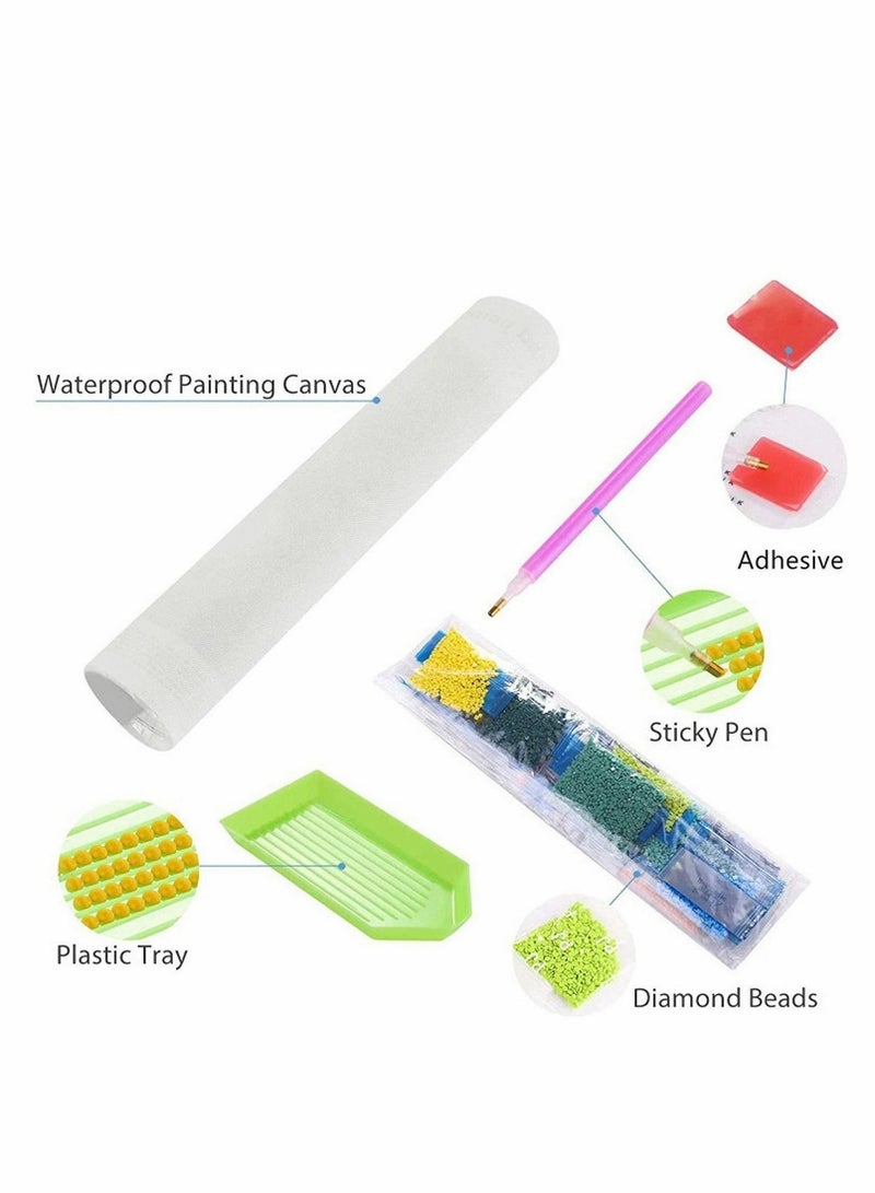 Excefore مجموعة الرسم بالألماس 5D للقيام بنفسك، 12X16" للكبار والأطفال لوحة شجرة القمر بالألماس الكريستالي - Image 4