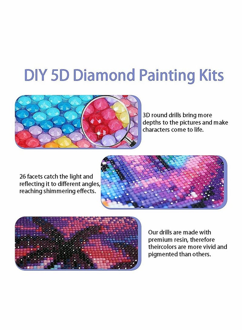 Excefore مجموعة الرسم بالألماس 5D للقيام بنفسك، 12X16" للكبار والأطفال لوحة شجرة القمر بالألماس الكريستالي - Image 3