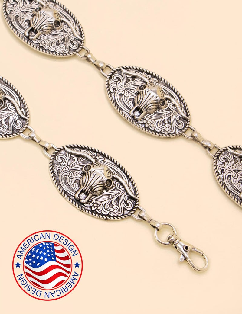TOPACC Cowgirl Rodeo Belts for Women Western Cowboy Longhorn Concho Chain Belts for Dresses Jean Country Concert Outfit - Image 2