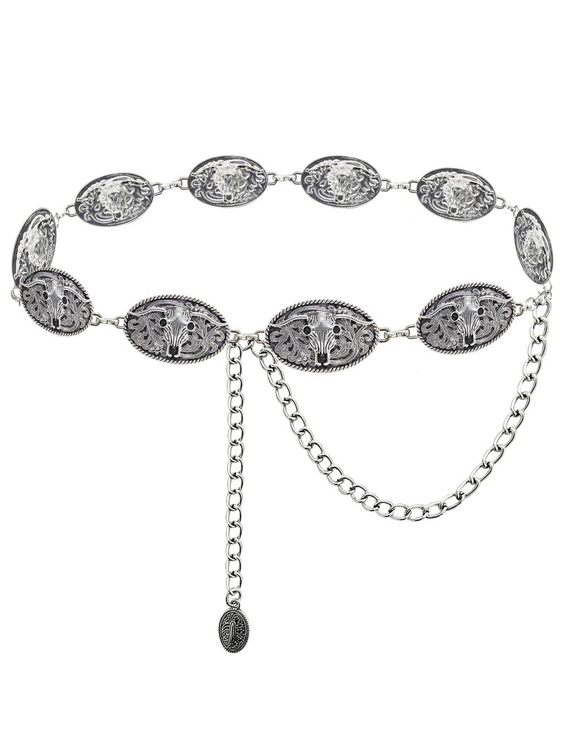 TOPACC Cowgirl Rodeo Belts for Women Western Cowboy Longhorn Concho Chain Belts for Dresses Jean Country Concert Outfit - Image 1
