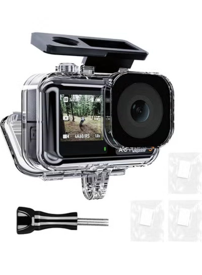 TELESIN Waterproof Case for DJI Action 5 Action 4 Action 3 Camera Accessories, with Anti-Fog Underwater Housing Shell Cage Supports 45M/148FT Deep Diving Scuba Snorkeling Swimming with Quick Release Screw