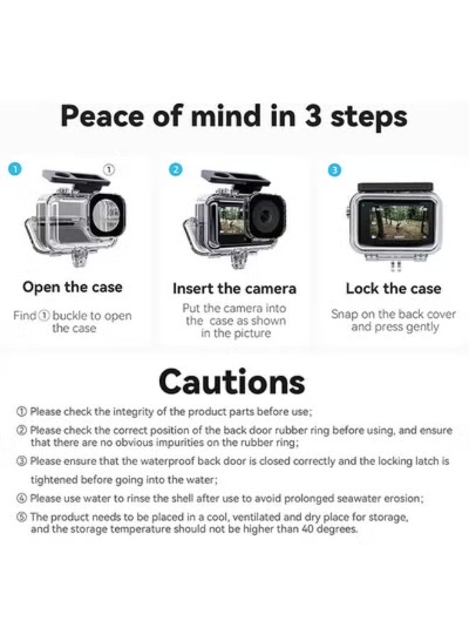 TELESIN Waterproof Case for DJI Action 5 Action 4 Action 3 Camera Accessories, with Anti-Fog Underwater Housing Shell Cage Supports 45M/148FT Deep Diving Scuba Snorkeling Swimming with Quick Release Screw - Image 5