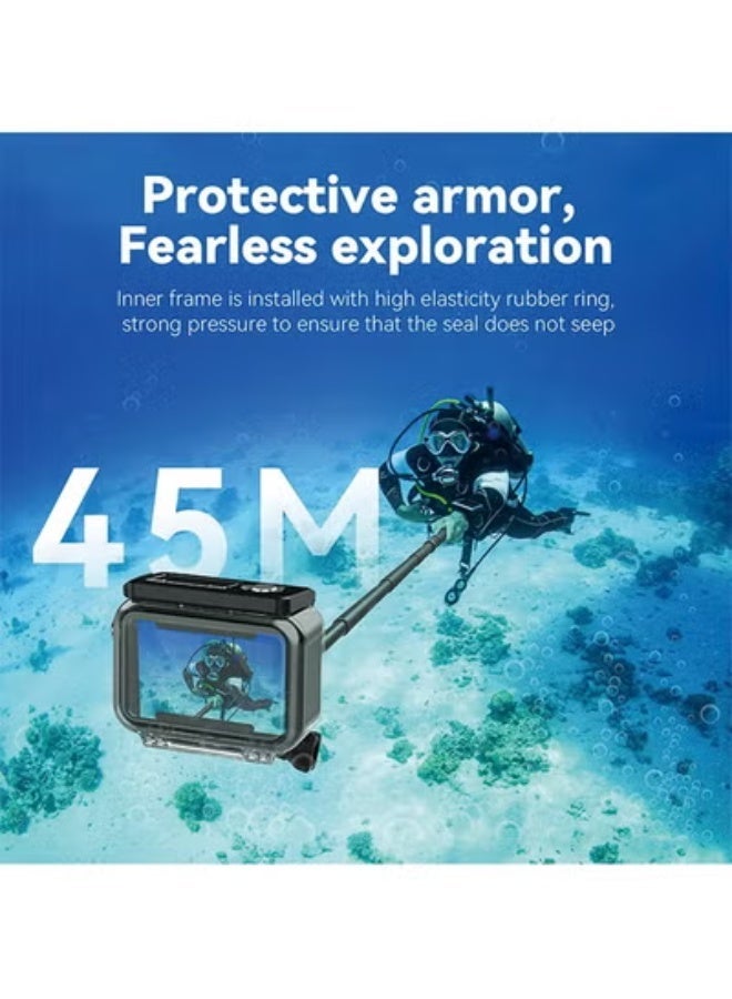 TELESIN Waterproof Case for DJI Action 5 Action 4 Action 3 Camera Accessories, with Anti-Fog Underwater Housing Shell Cage Supports 45M/148FT Deep Diving Scuba Snorkeling Swimming with Quick Release Screw - Image 3