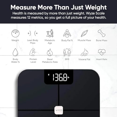WYZE SCALE Wyze Smart Scale Scale for Body Weight Digital Bathroom Scale for Body Fat BMI and Heart Rate Body Composition Analyzer with App Batteries Included Bluetooth 400 lb Black - Image 5