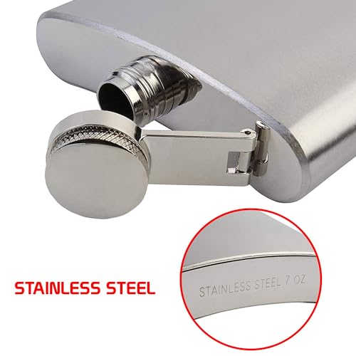 Jonquin Stainless Steel Hip Flask (7OZ) with Army Camouflage Fabric Pouch – (NEW-207 ml) - Image 2