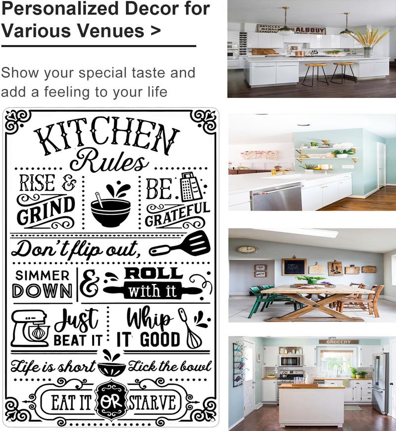 Crazysign Funny Kitchen Gifts for Women&Mom Kitchen Rules with Humorous Cooking Quotes Vintage Tin Sign for Home Farmhouse Kitchen Dining Room Decor 8x12 Inch (3368) - Image 3