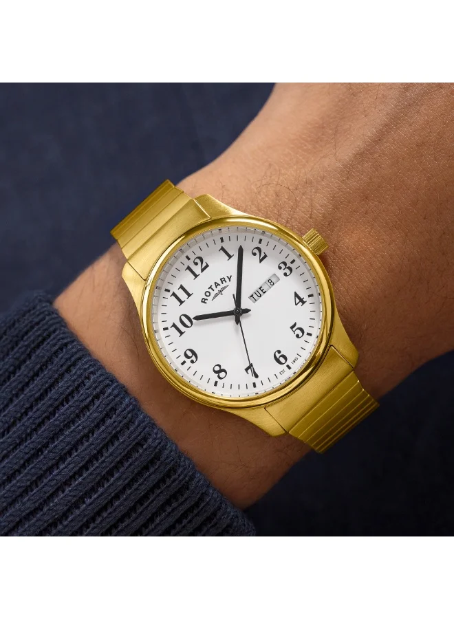 Rotary  Rotary Men's Heritage Altera Gold Plated Stainless Steel Expander Bracelet Watch - RGB05762/18 for Men | Best Price UAE