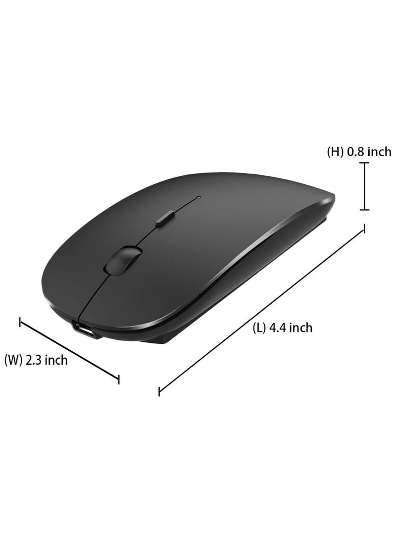 Bluetooth Wireless USB Mouse with USB 2.4GHz Wireless Dongle up to 1600 DPI up to 10m Optical Sensor for Laptop PC MacBook iPad Computer Black