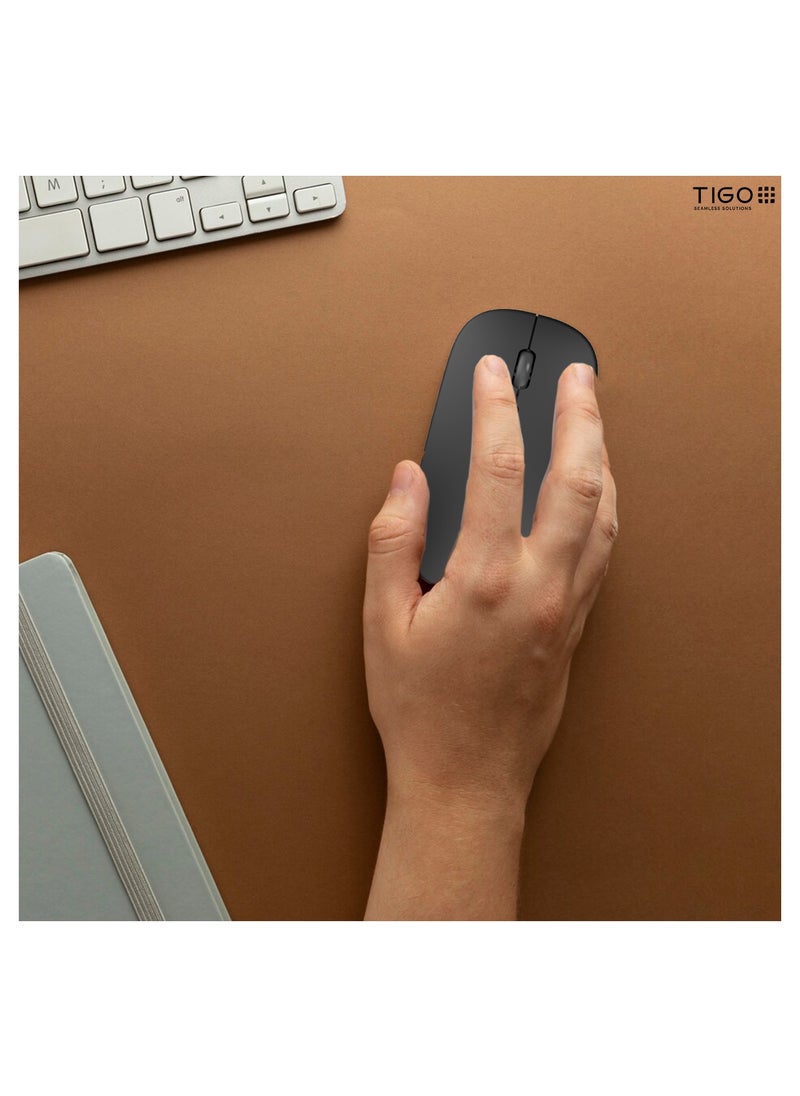 T I G O - Bluetooth Wireless USB Mouse with USB 2.4GHz Wireless Dongle up to 1600 DPI up to 10m Optical Sensor for Laptop PC MacBook iPad Computer Black - Image 1