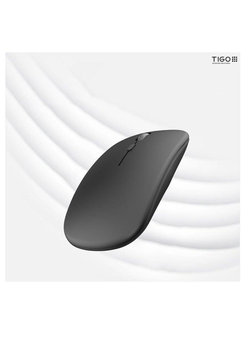 T I G O - Bluetooth Wireless USB Mouse with USB 2.4GHz Wireless Dongle up to 1600 DPI up to 10m Optical Sensor for Laptop PC MacBook iPad Computer Black - Image 1