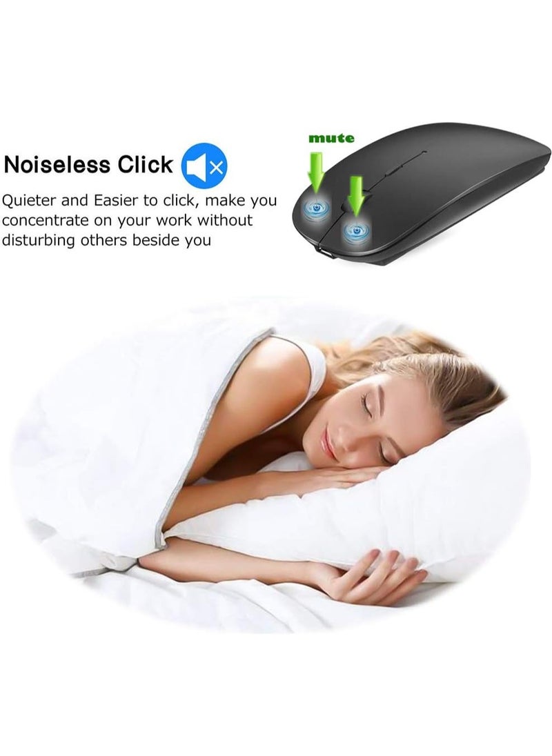 T I G O - Bluetooth Wireless USB Mouse with USB 2.4GHz Wireless Dongle up to 1600 DPI up to 10m Optical Sensor for Laptop PC MacBook iPad Computer Black - Image 1