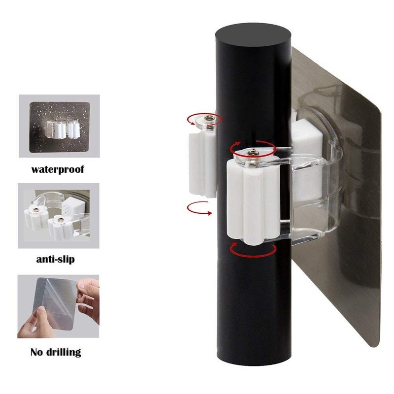 VIHAX Vihax Magic Sticker Series Self Adhesive Mop and Broom Holder Wall Mounted Multi Function for HomeKitchen Broom Holder Wall Mounted Magic Sticker 2 pcs 2 - Image 2