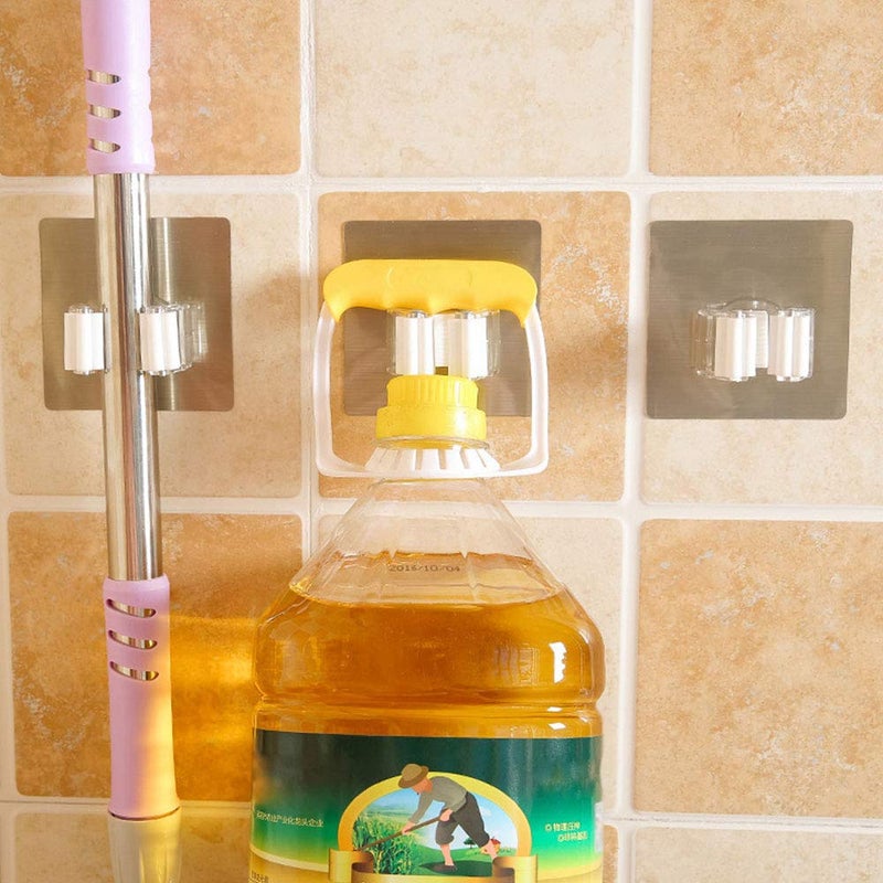 VIHAX Vihax Magic Sticker Series Self Adhesive Mop and Broom Holder Wall Mounted Multi Function for HomeKitchen Broom Holder Wall Mounted Magic Sticker 2 pcs 2 - Image 5
