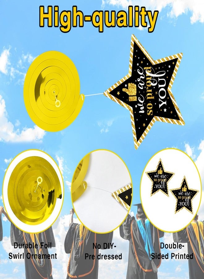 SXDMHYB 36Pieces Graduation Decorations Class of 2025 Graduation Hanging Swirl Congrats Grad NO DIY for Classroom Ceiling High School College Congrats Grad Graduation Party Decor Supplies(Gold,Black,White) - Image 4