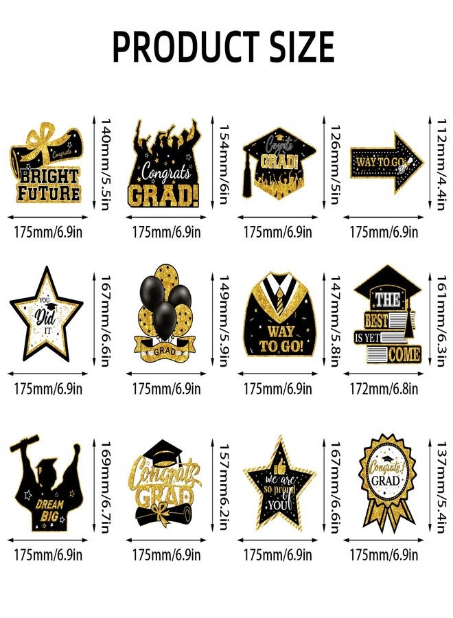 SXDMHYB 36Pieces Graduation Decorations Class of 2025 Graduation Hanging Swirl Congrats Grad NO DIY for Classroom Ceiling High School College Congrats Grad Graduation Party Decor Supplies(Gold,Black,White) - Image 3