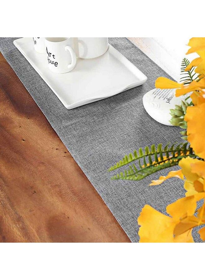 Fowecelt Gray Burlap Table Runner Natural Imitated Linen 14 X 72 Inch For Party Wedding Baby Shower Decorations Dining Farmhouse Outdoor Picnics Table Handwoven Table Runners - Image 3
