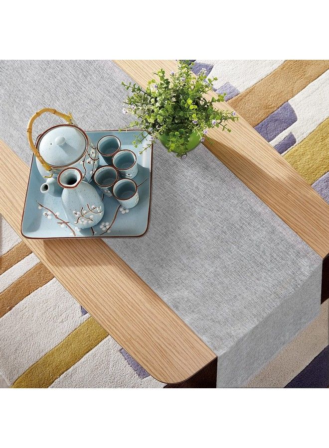 Fowecelt Gray Burlap Table Runner Natural Imitated Linen 14 X 72 Inch For Party Wedding Baby Shower Decorations Dining Farmhouse Outdoor Picnics Table Handwoven Table Runners - Image 5