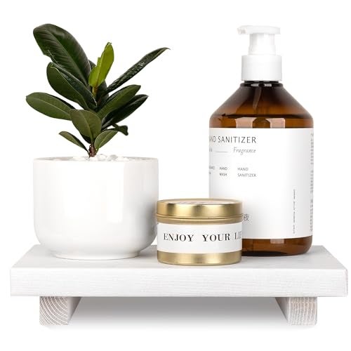 zoocatia Bathroom Counter Organizer Wood Pedestal Stand Farmhouse Decorative Tray Soap Holder for Kitchen Decor 9 x 6 White - Image 1
