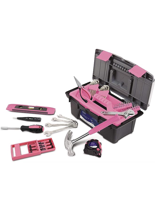 vesus Tools DT9773P 53 Piece Household Tool Set with Wrenches, Precision Screwdriver and Most Reached for Hand in Handy Box Pink Ribbon - Image 1