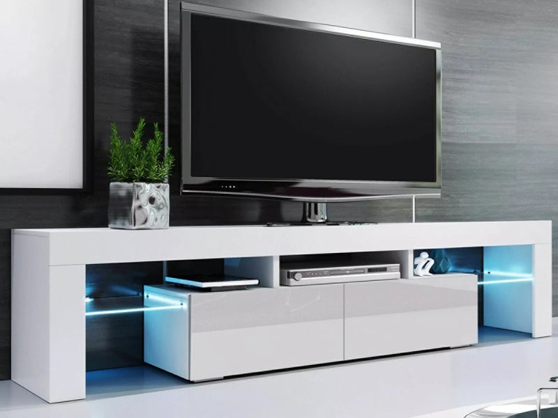 Altis Modern TV Table with Glass Shelves & LED Drawers | TV Table 160cm - Image 3