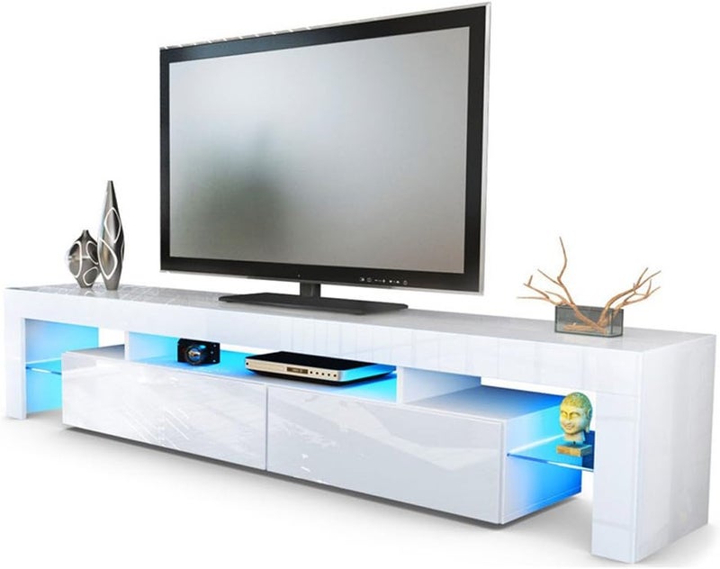 Altis Modern TV Table with Glass Shelves & LED Drawers | TV Table 160cm - Image 4