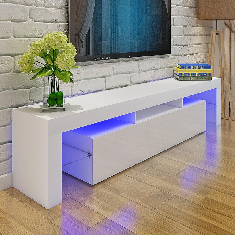Altis Modern TV Table with Glass Shelves & LED Drawers | TV Table 160cm - Image 5